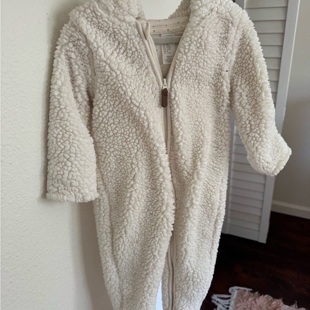 H&M Cream Sherpa Hooded Baby Bunting